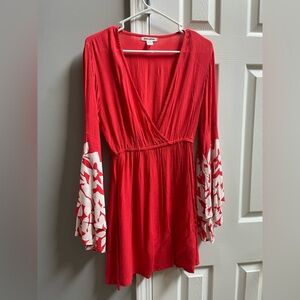 Billabong Red Long Sleeve Dress with White Accents
